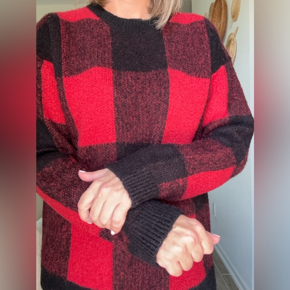 Lucky Brand Black&Red Long Sleeve Sweater Size Large - Picture 4 of 6